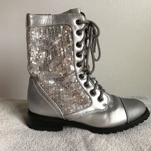 Gia Mia silver combat boots